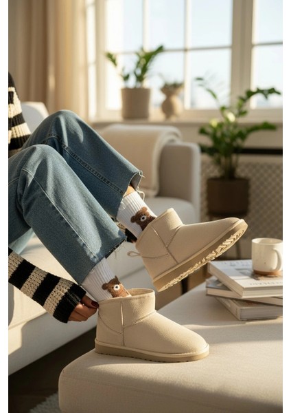 Ultra Mini Classic Süet İçi Kürklü Kadın Bot - Krem indirimleri