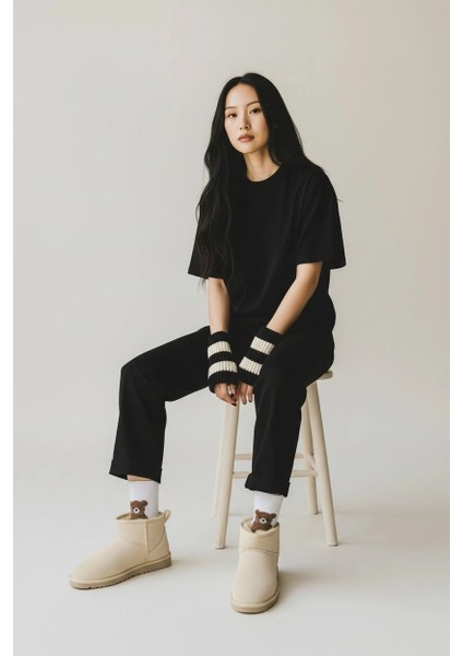 Ultra Mini Classic Süet İçi Kürklü Kadın Bot - Krem