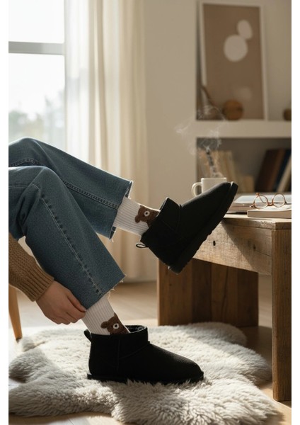Ultra Mini Classic Süet İçi Kürklü Kadın Bot - Siyah indirimleri
