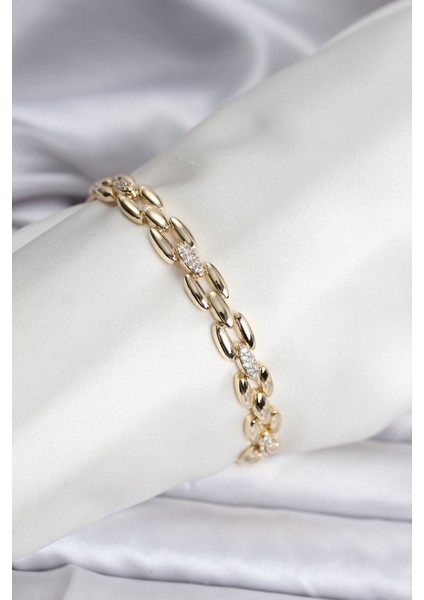14K Gold Renk Kaplama Zirkon Taşlı Model cm Kadın Bileklik