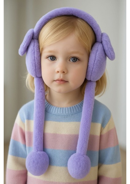 5–12 Yaş Çocuk Peluş Tavşan Kulaklık – Hareket Eden Sesli Tavşan Kulakları | Kışlık Sıcak Tutucu Oyuncaklı Kulaklık