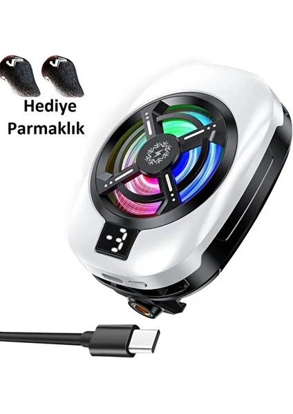Telefon Soğutucu Fan Radyatörlü Aparatlı 15W Power 3 Farklı Derece Ayarlı Rgb Işıklı Beyaz Fan