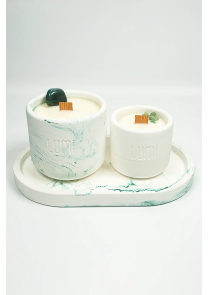 Lumi Moss – %100 Soya Wax Vegan Beton Mum (Yeşil Akik) indirimleri