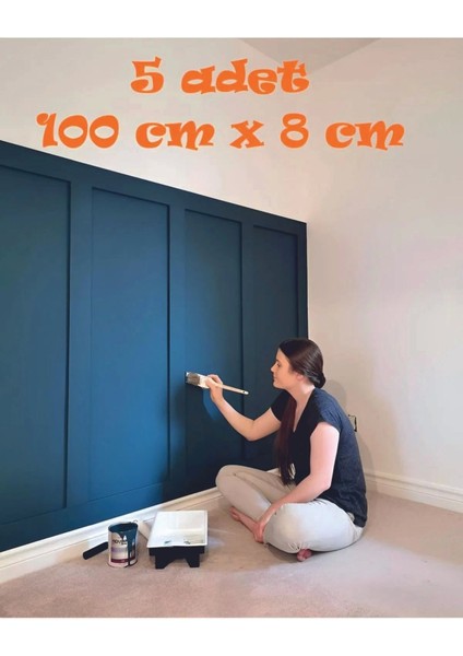 Iskandinav Duvar Çıtası (Kalınlık 4mm) 1 Paket 5 Adet 100X8CM | Boyanabilir Duvar Çıtası | Lambri