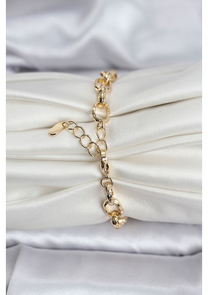 14K Gold Renk Kaplama Lazerli Zincir Model cm Kadın Bileklik fiyatları