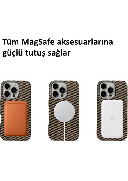 Apple iPhone 15 Pro Kılıf Magsafe Wireless Şarj Özellikli Karbonfiber Desenli Kapak