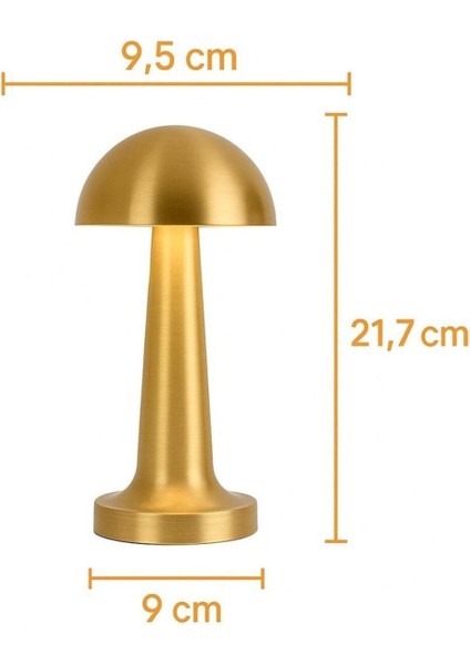 Mantar Masa Lambası Gold Renk Kablosuz Ledli 3renk Dokunmatik Şarjlı modelleri