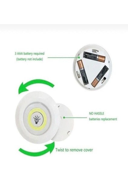 Kumandalı LED Spot Lamba Pilli Kablosuz Yapışkan Montaj 3 Lü Set LED Beyaz Gün Işıgı modelleri