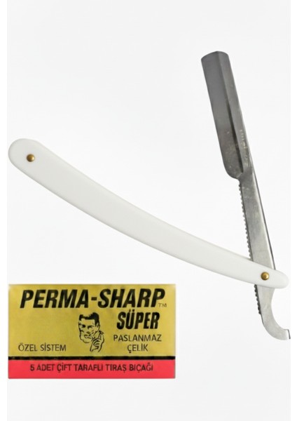 Kuaför Berber Usturası Beyaz Renk ve 5'li Yedek Bıçak