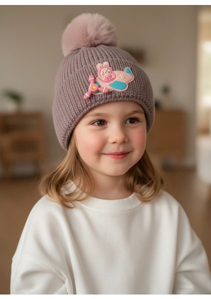 Helikopter Desenli Fırfırlı Kız Çocuk Bere