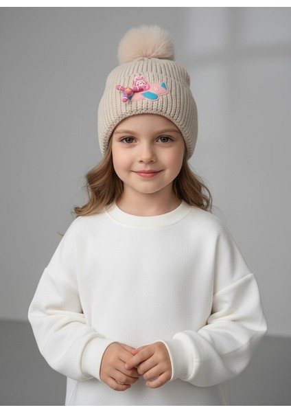 Helikopter Desenli Fırfırlı Kız Çocuk Bere