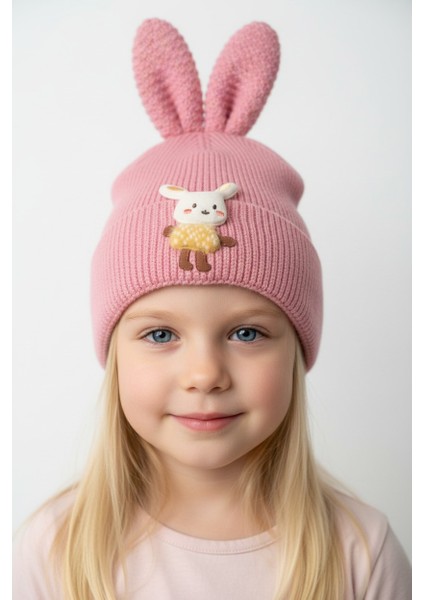 Tavşan Kulaklı Içi Polarlı Kız Çocuk Bere