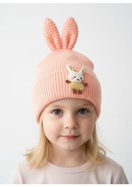 Tavşan Kulaklı Içi Polarlı Kız Çocuk Bere