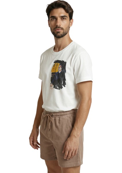 Gece Yolculuğu ve Şehir Işıkları Temalı Sanatsal Eskiz Baskılı Premium Erkek Tişört fiyatları