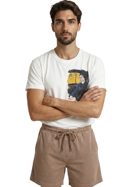 Gece Yolculuğu ve Şehir Işıkları Temalı Sanatsal Eskiz Baskılı Premium Erkek Tişört fırsatları