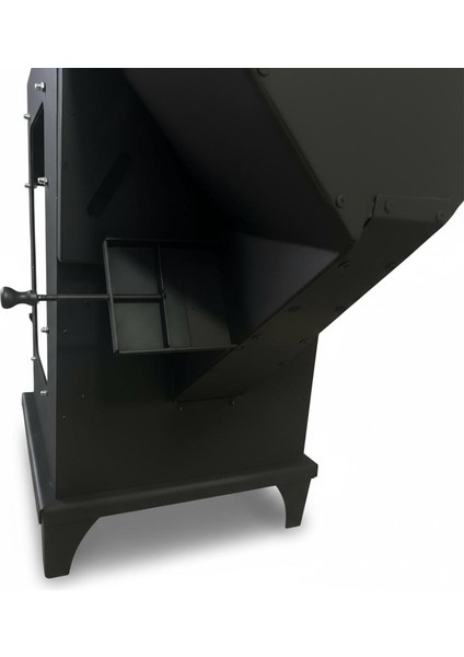 Pelet Soba Fırınlı Kuzineli Pelet Şömine 3 Tarafı Camlı Paslanmaz Krom Pelet Hazneli