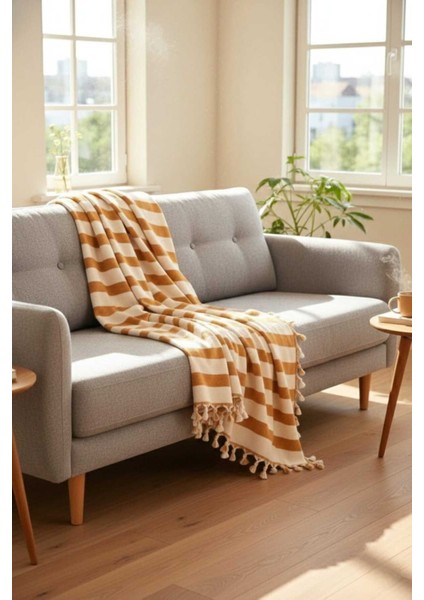 Karamel Doğal Pamuk, Yumuşak Battal Boy Pike, Koltuk Örtüsü, Çok Amaçlı Örtü 240X260 Cm. fırsatları