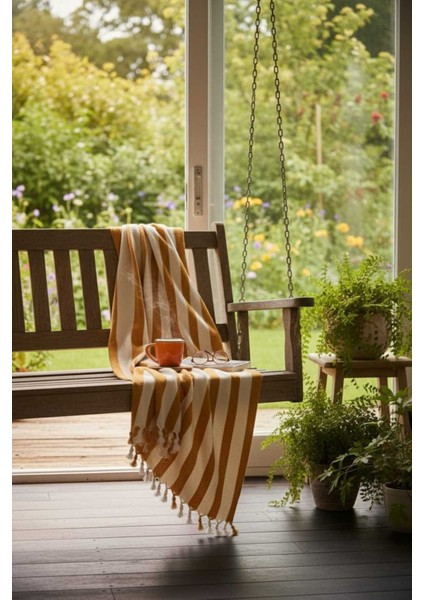 Karamel Doğal Pamuk, Yumuşak Battal Boy Pike, Koltuk Örtüsü, Çok Amaçlı Örtü 240X260 Cm.