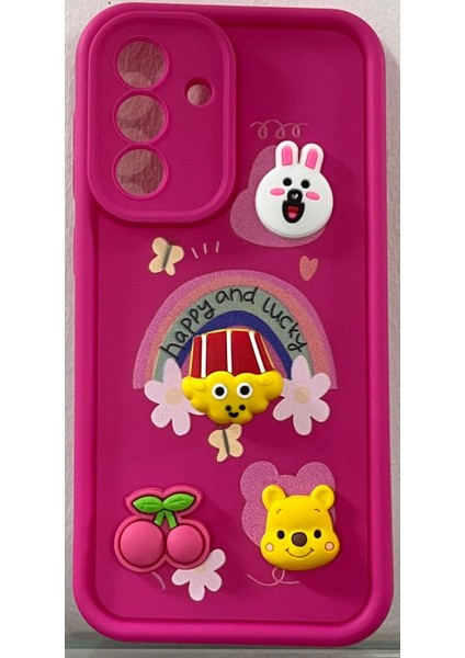 Samsung Galaxy A56 Uyumlu Kılıf Kamera Korumalı 3D Ayıcıklı Eğlenceli Renkli Yumuşak Silikon Kapak