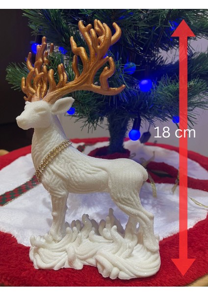 Yılbaşı Ağaç Süsü, Büyük Boy Simli Geyik Figürü, 25 cm fırsatları