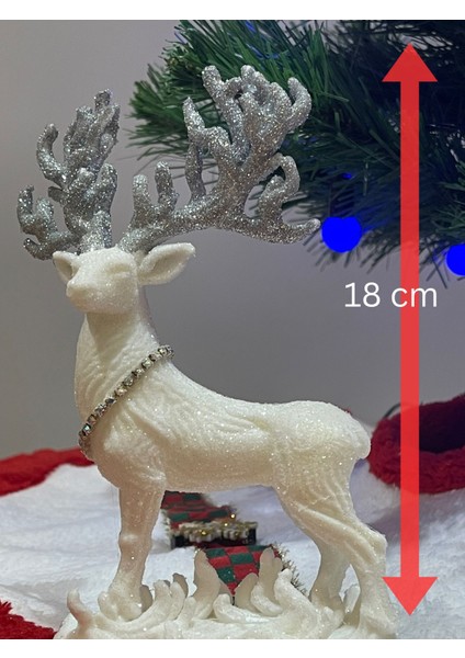 Yılbaşı Ağaç Süsü, Orta Boy Simli Geyik Figürü, 18 cm fırsatları