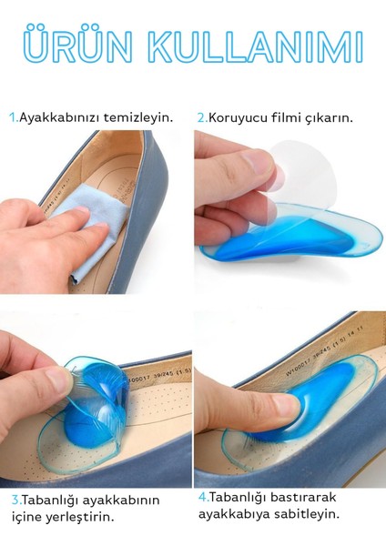 Jel Tabanlık Kaydırmaz Taban Spor Topuklu Klasik Ayakkabı Içi Jel Tabanlık Içe Basma Önleyici Ped fırsatları