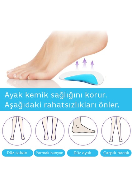 Jel Tabanlık Kaydırmaz Taban Spor Topuklu Klasik Ayakkabı Içi Jel Tabanlık Içe Basma Önleyici Ped