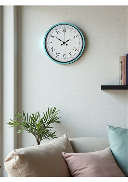 Zentime 36 cm Turkuaz Dekoratif Duvar Saati