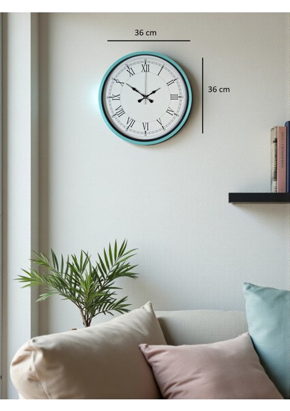 Zentime 36 cm Turkuaz Dekoratif Duvar Saati indirimleri