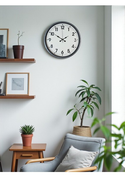 Zentime 36 cm Gri Dekoratif Duvar Saati