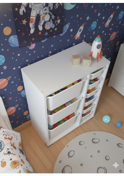 9 Çekmeceli Çok Amaçlı Oyuncak Dolabı ve Saklama Ünitesi – Çocuk Odası Düzenleyici Etiket Hediyeli fırsatları