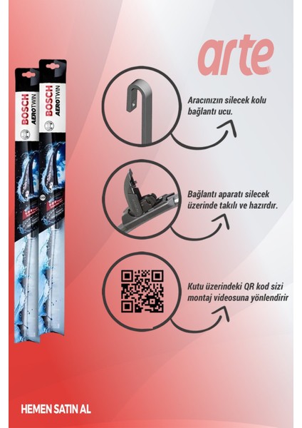 Toyota Verso 2021–2026 Uyumlu | Bosch Aerotwin Serisi Ön Silecek Takımı | 2'li Set | fiyatları