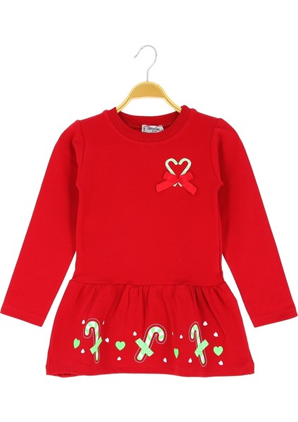 Kalpli Fiyonklu Yılbaşı Elbise Kırmızı