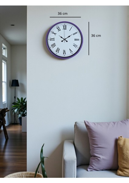 Zentime 36 cm Mor Dekoratif Duvar Saati indirimleri