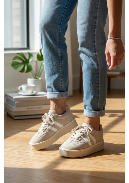 Monte Kadın Sneaker Premium Tasarım - Bej fırsatları
