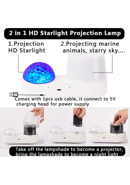 Okyanus Işık Projektörü, 360 Derece Dönen Gece Işıklı Projektör 6 Renk Çift Katmanlı Projeksiyon indirimleri