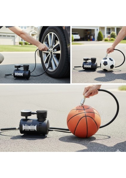 Buffer® 300 Psı Güçlü Taşınabilir Hava Kompresörü–araba, Motosiklet, Bisiklet ve Top Şiş indirimleri