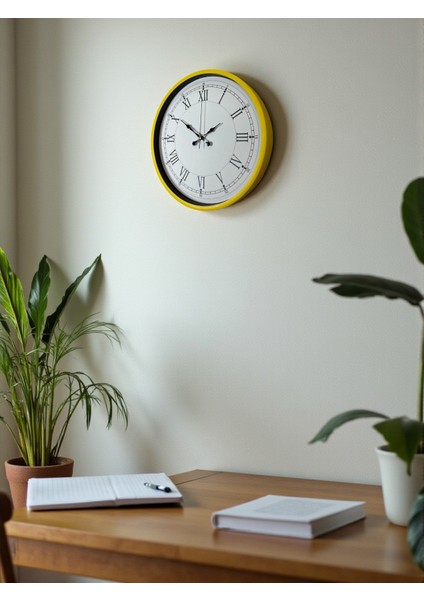 Zentime 36 cm Sarı Dekoratif Duvar Saati fırsatları