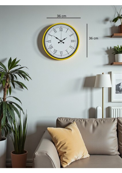 Zentime 36 cm Sarı Dekoratif Duvar Saati indirimleri