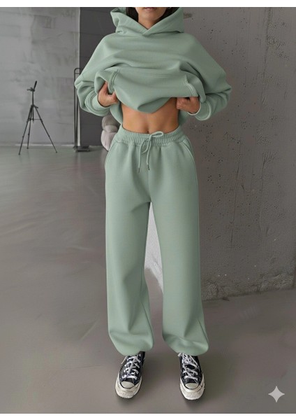 3 Iplik Şardonlu Lastik Paça Eşofman Mint P510439