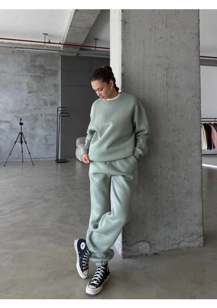 3 Iplik Şardonlu Lastik Paça Eşofman Mint P510439 modelleri