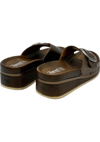 Deri Anatomik Tek Bant Dolgu Kadın Terlik fiyatları