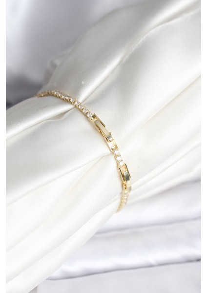 Charmlı Model Zirkon Taşlı Gold Renk Su Yolu Kadın Bileklik fiyatları
