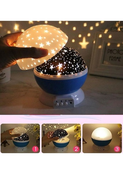 Renkli Yıldızlı Dönen Gökyüzü Projeksiyon Gece Lambası, Dekoratif ve Masa Süsü fiyatları
