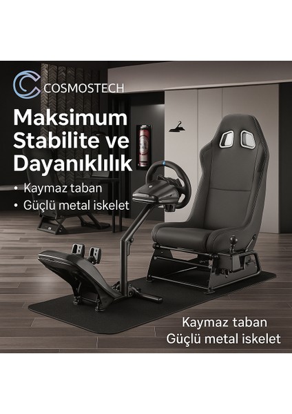 GY013 Racing Simulator | Ayarlanabilir Metal Direksiyon Standı + Ergonomik Yarış Koltuğu | Espor Yarış Koltuğu fiyatları