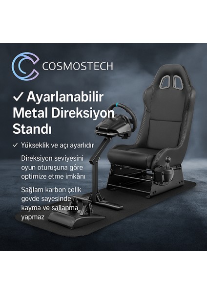 GY013 Racing Simulator | Ayarlanabilir Metal Direksiyon Standı + Ergonomik Yarış Koltuğu | Espor Yarış Koltuğu