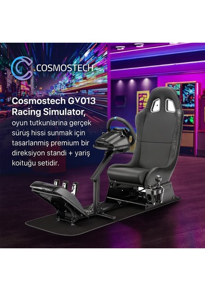 GY013 Racing Simulator | Ayarlanabilir Metal Direksiyon Standı + Ergonomik Yarış Koltuğu | Espor Yarış Koltuğu