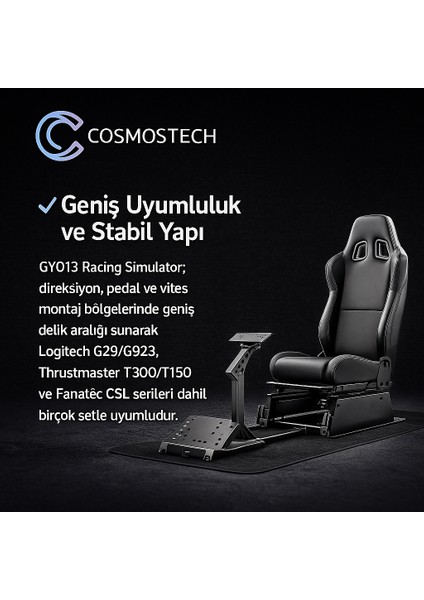 GY013 Racing Simulator | Ayarlanabilir Metal Direksiyon Standı + Ergonomik Yarış Koltuğu | Espor Yarış Koltuğu