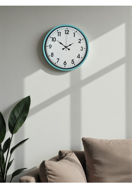 Zentime 36 cm Turkuaz Dekoratif Duvar Saati