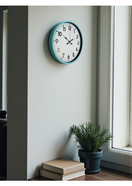 Zentime 36 cm Turkuaz Dekoratif Duvar Saati fırsatları